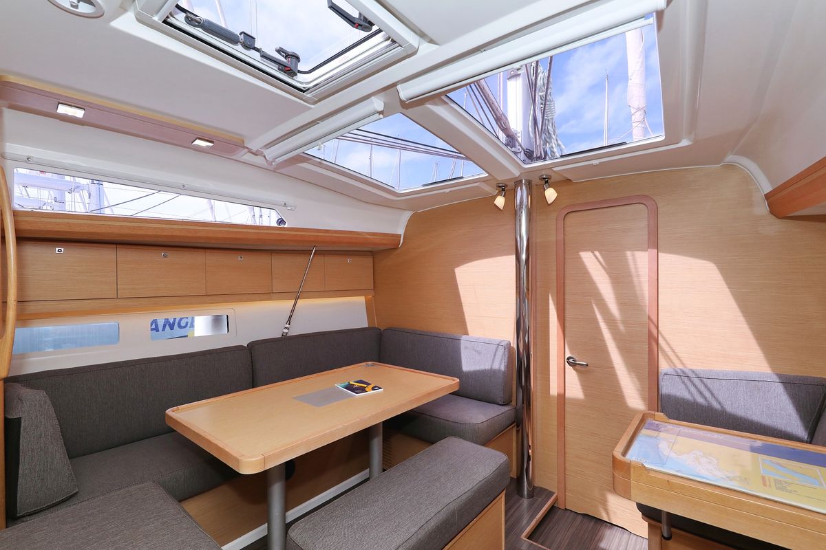 Salon of Themisto, a Dufour 412 GL sailboat at Grad Biograd na Moru, Croatia