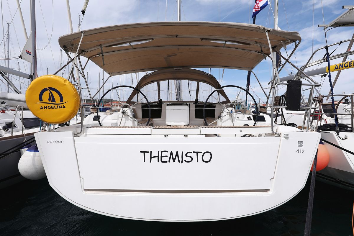 Exterior view of Themisto, a Dufour 412 GL sailboat at Grad Biograd na Moru, Croatia
