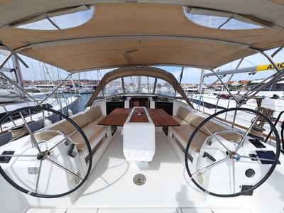 Cockpit of Themisto, a Dufour 412 GL sailboat at Grad Biograd na Moru, Croatia