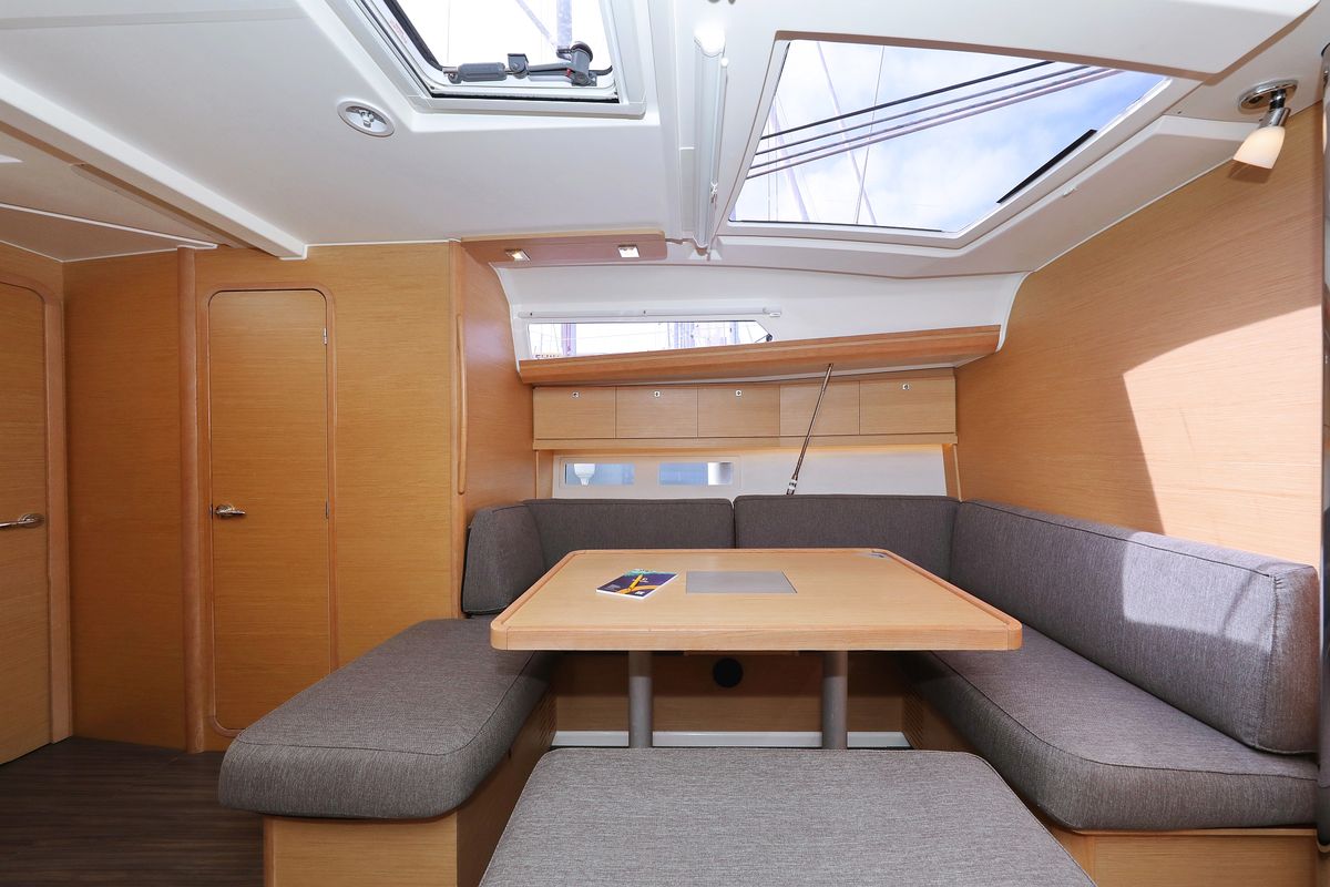 Salon of Themisto, a Dufour 412 GL sailboat at Grad Biograd na Moru, Croatia
