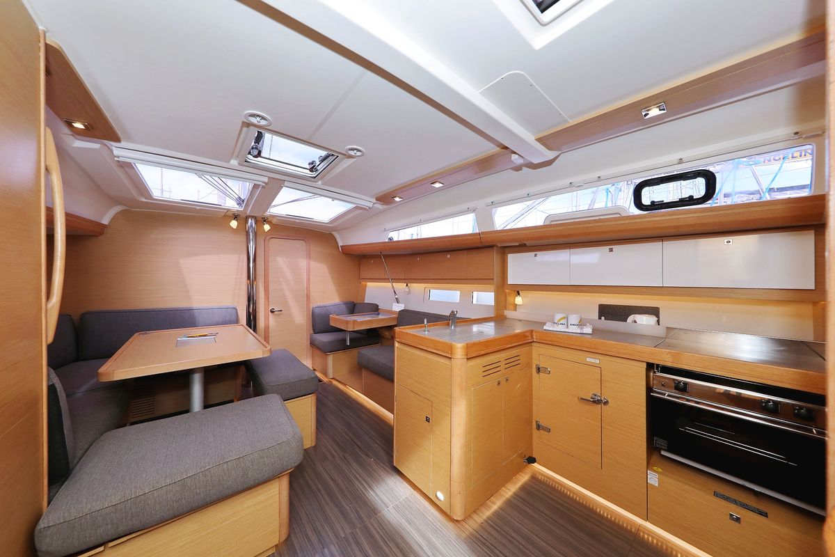 Galley of Themisto, a Dufour 412 GL sailboat at Grad Biograd na Moru, Croatia