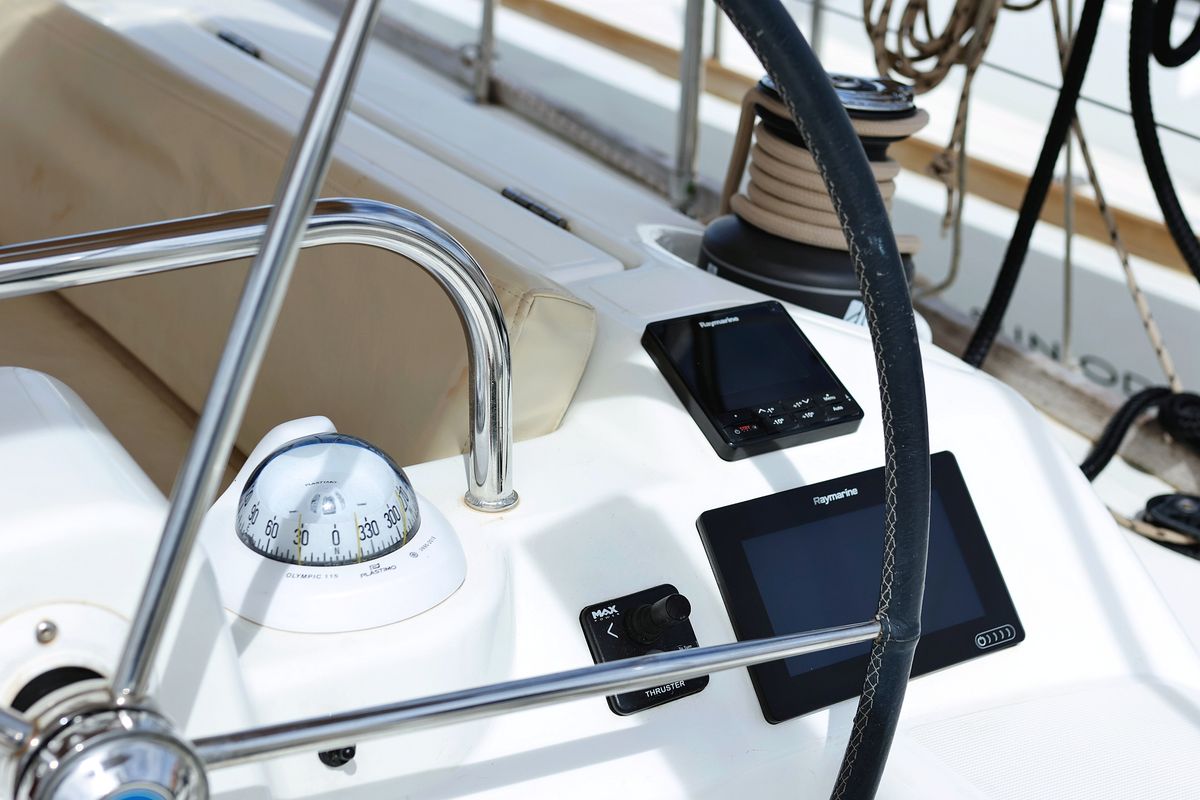 Cockpit of Themisto, a Dufour 412 GL sailboat at Grad Biograd na Moru, Croatia