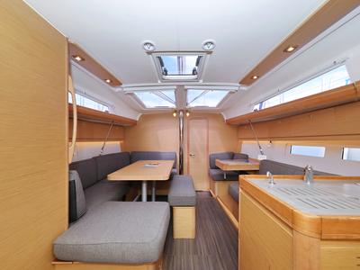 Salon of Themisto, a Dufour 412 GL sailboat at Grad Biograd na Moru, Croatia