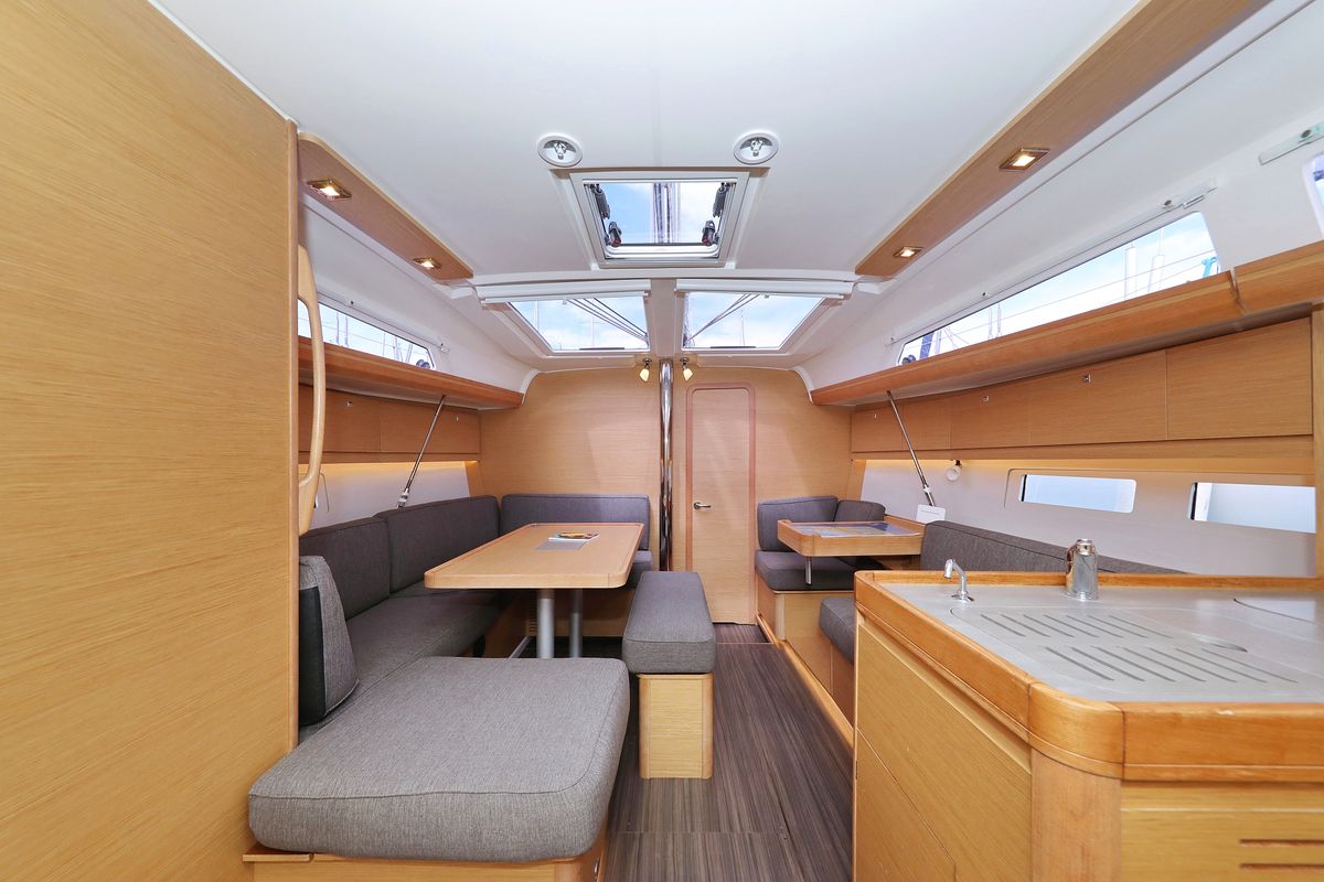 Salon of Themisto, a Dufour 412 GL sailboat at Grad Biograd na Moru, Croatia