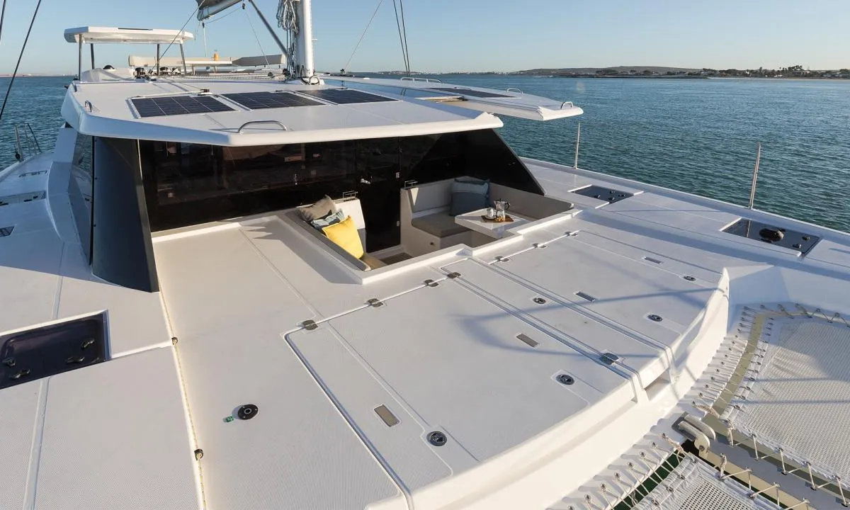 Deck of Moorings 5000 Exclusive, a Leopard 50 catamaran at Road Town, British Virgin Islands