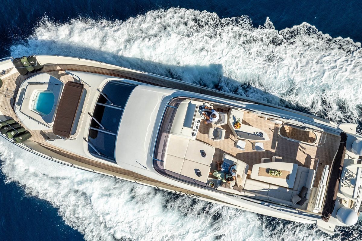 Deck of Dalia, a Dominator 780S Deluxe yacht at Općina Sukošan, Croatia