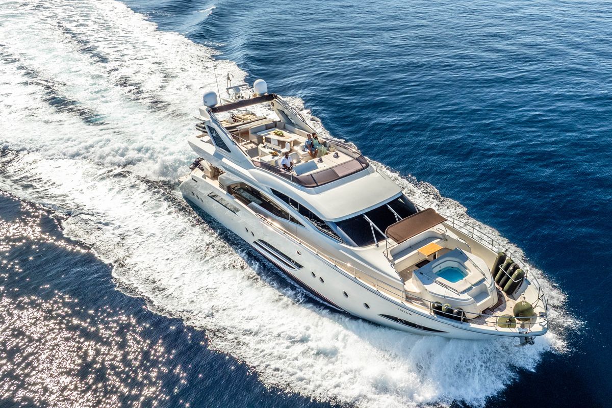 Exterior view of Dalia, a Dominator 780S Deluxe yacht at Općina Sukošan, Croatia