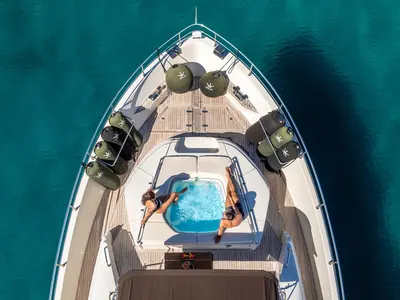Deck of Dalia, a Dominator 780S Deluxe yacht at Općina Sukošan, Croatia