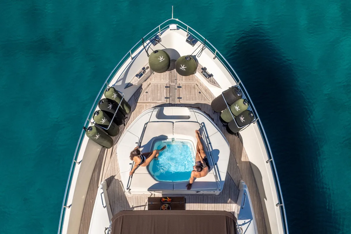 Deck of Dalia, a Dominator 780S Deluxe yacht at Općina Sukošan, Croatia
