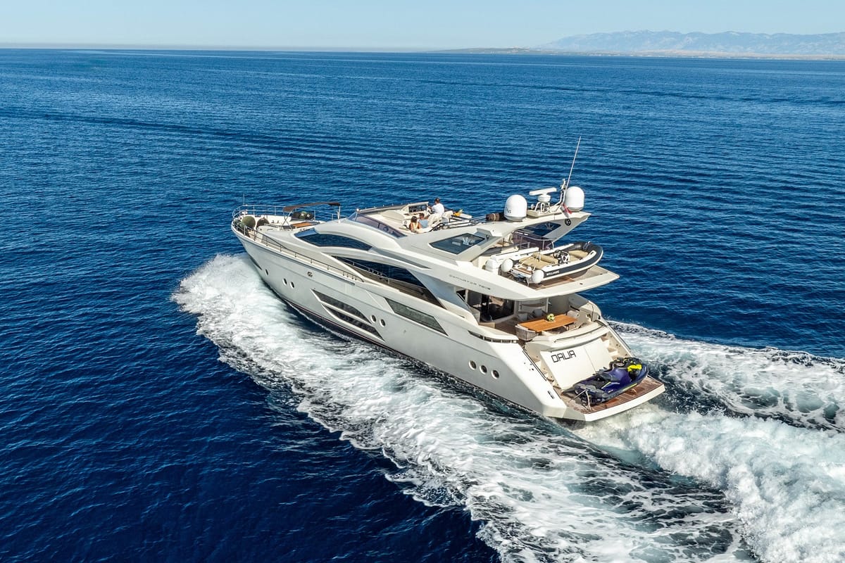 Exterior view of Dalia, a Dominator 780S Deluxe yacht at Općina Sukošan, Croatia