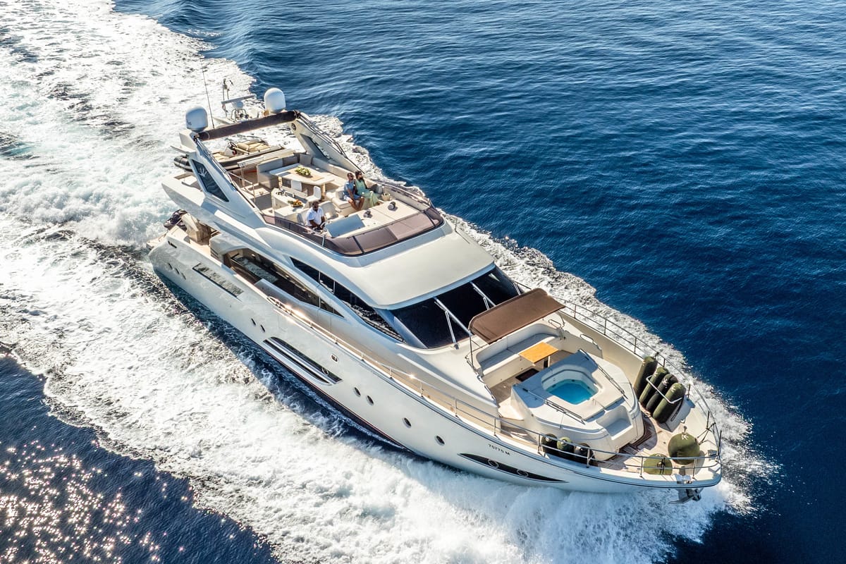 Exterior view of Dalia, a Dominator 780S Deluxe yacht at Općina Sukošan, Croatia
