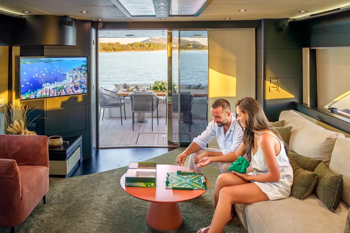 Salon of Dalia, a Dominator 780S Deluxe yacht at Općina Sukošan, Croatia