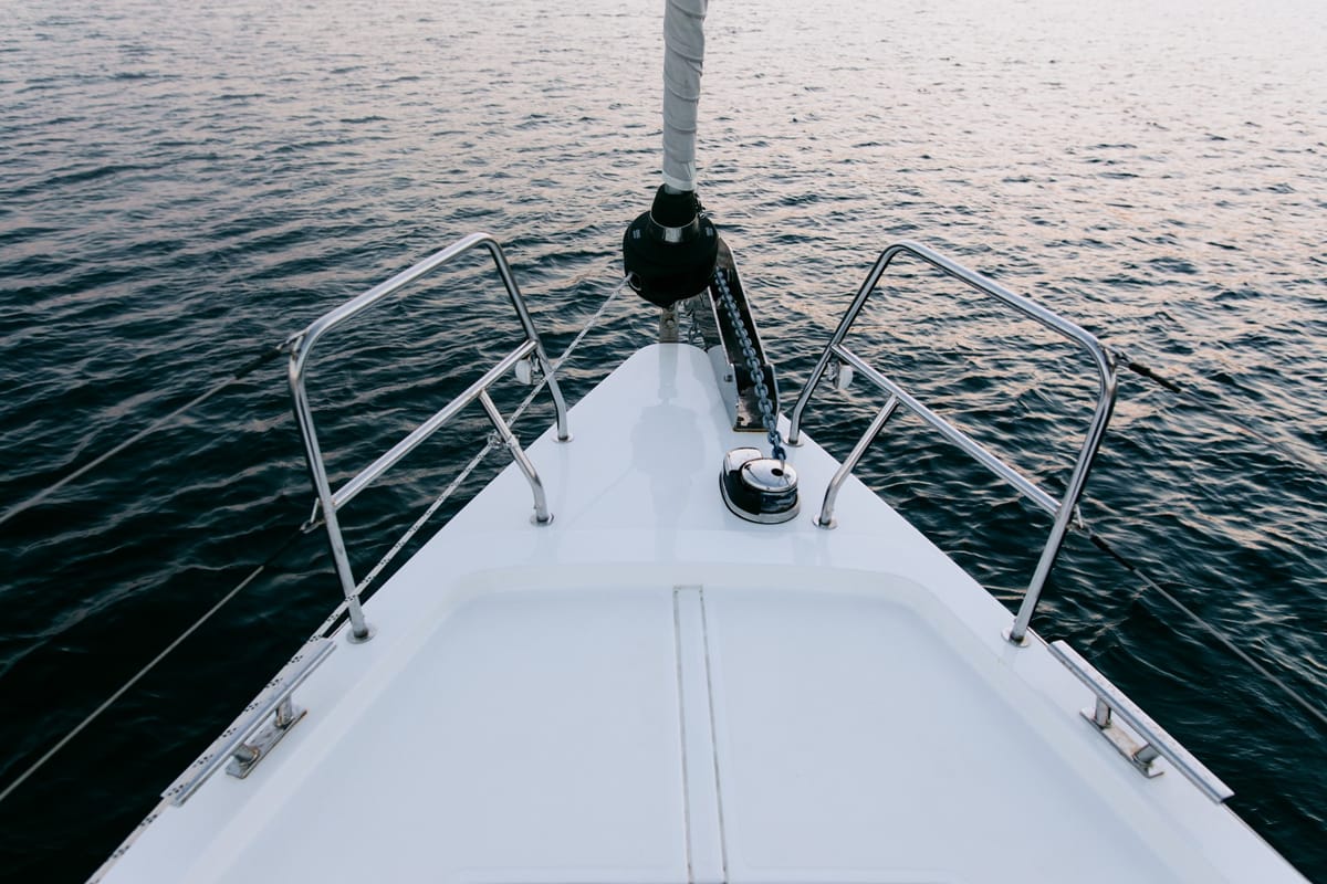 Deck of Elli, a Bavaria C57 sailboat at Athens, Greece