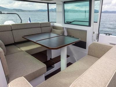 Salon of AMA, a Axopar 37 XC Cross Cabin motorboat at Municipality of Kalamata, Greece