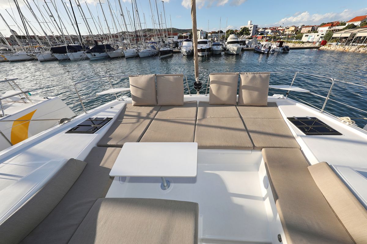 Deck of Air Space, a Bali 4.2 catamaran at Grad Vodice, Croatia
