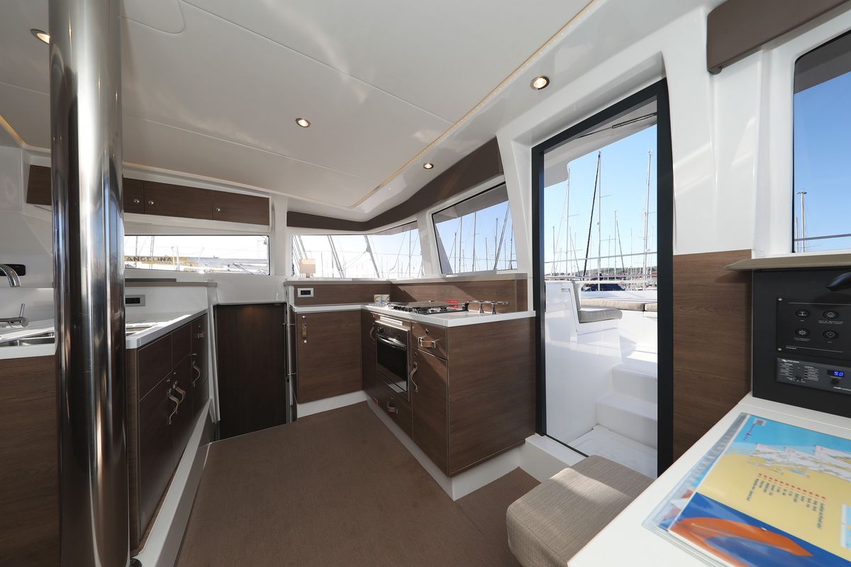 Galley of Air Space, a Bali 4.2 catamaran at Grad Vodice, Croatia