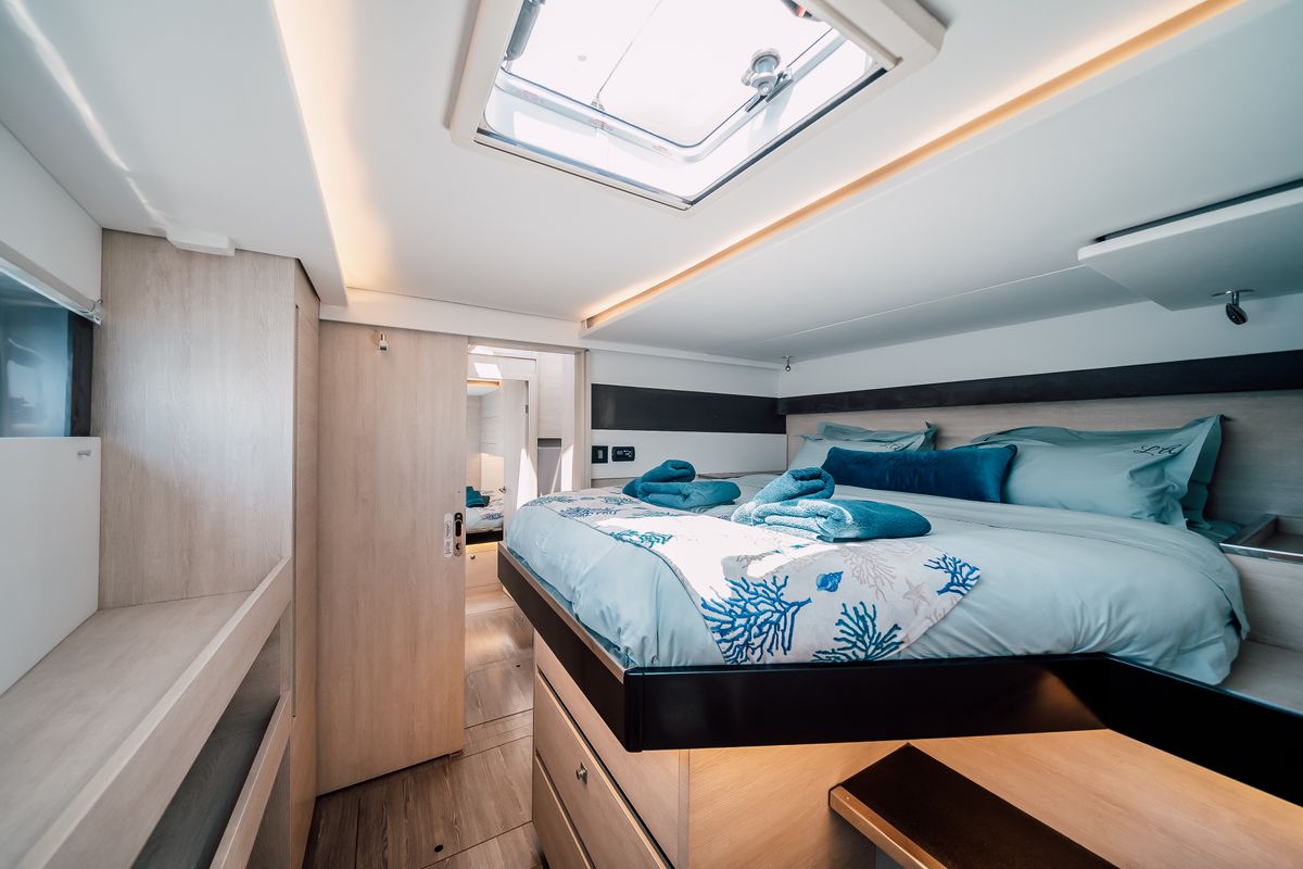 Cabin on LADY AMANDA, a Leopard 50 catamaran at Split, Croatia