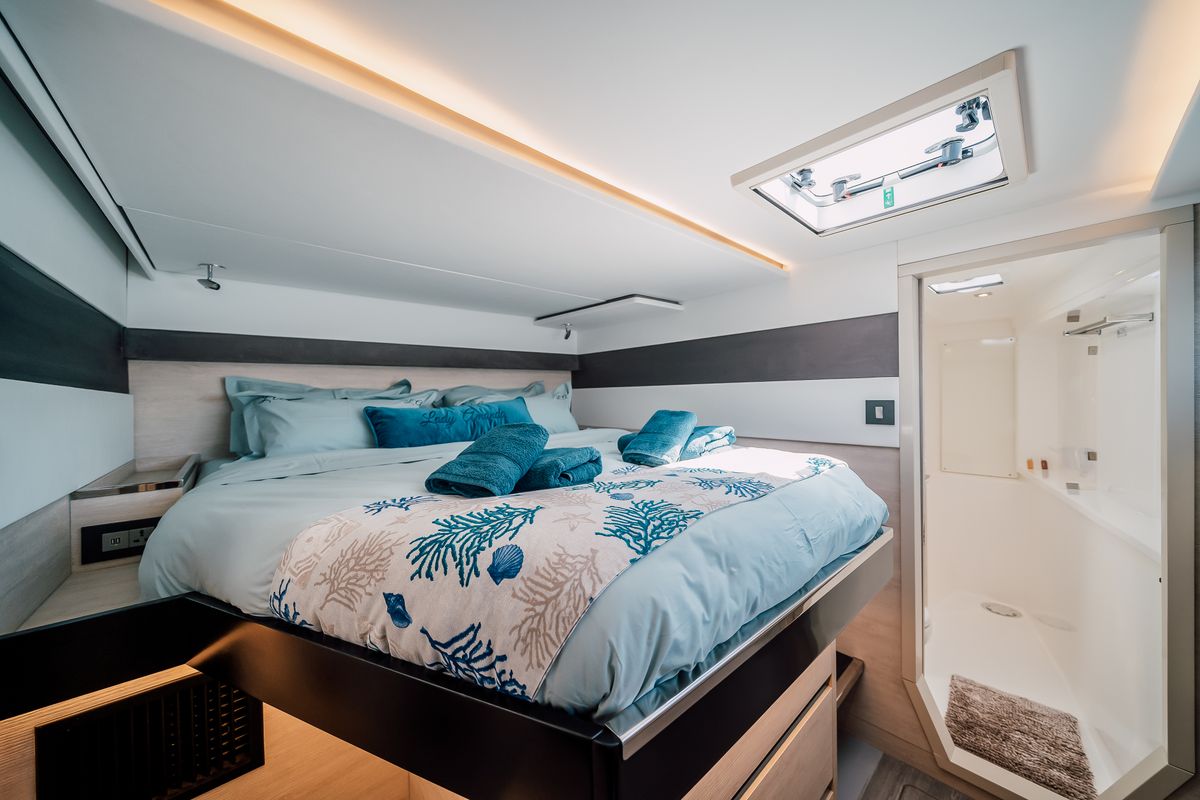 Cabin on LADY AMANDA, a Leopard 50 catamaran at Split, Croatia