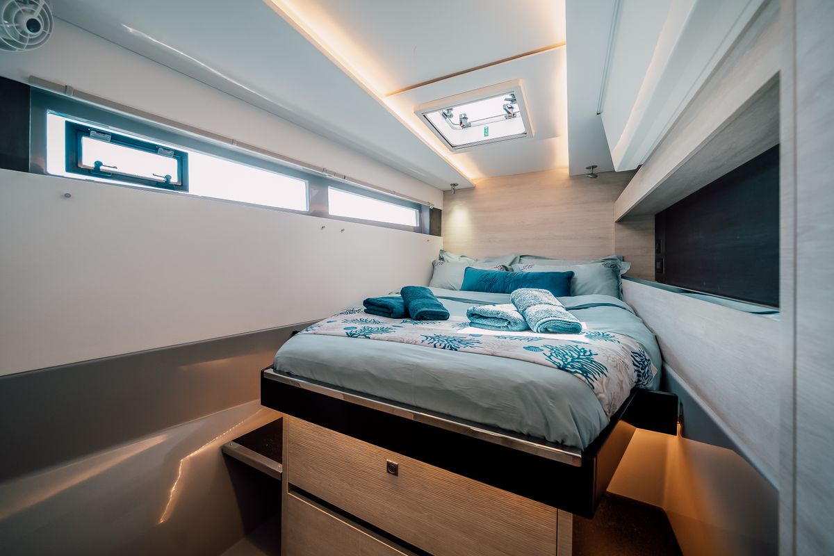 Cabin on LADY AMANDA, a Leopard 50 catamaran at Split, Croatia