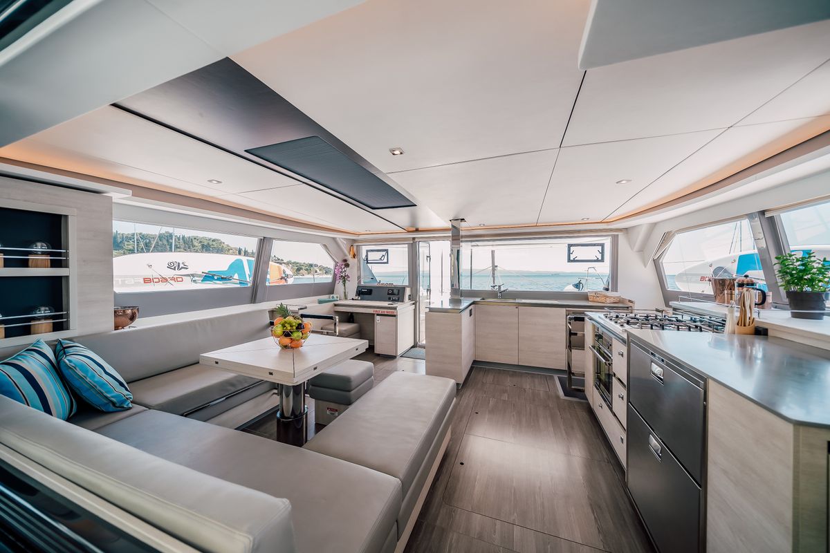 Galley of LADY AMANDA, a Leopard 50 catamaran at Split, Croatia