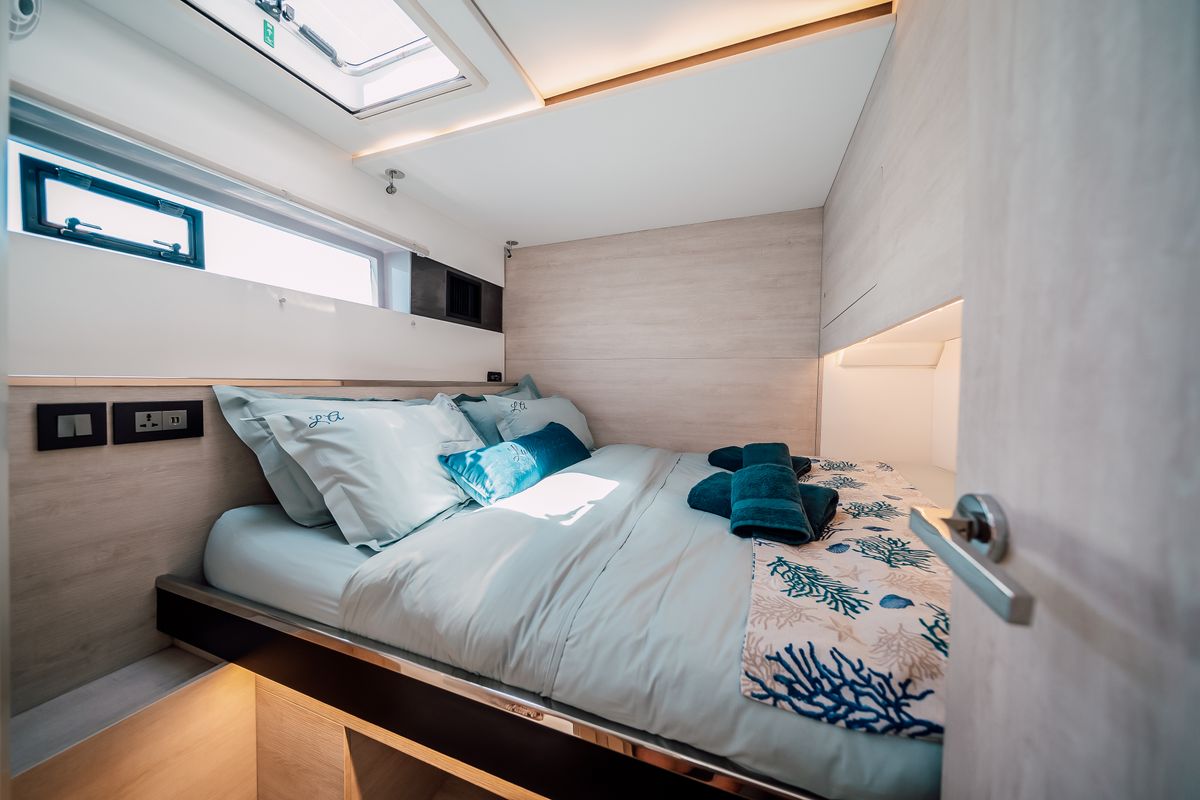 Cabin on LADY AMANDA, a Leopard 50 catamaran at Split, Croatia
