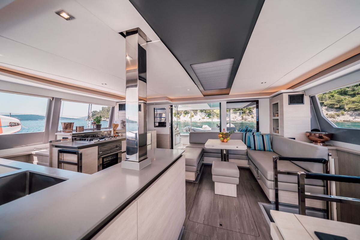Galley of LADY AMANDA, a Leopard 50 catamaran at Split, Croatia