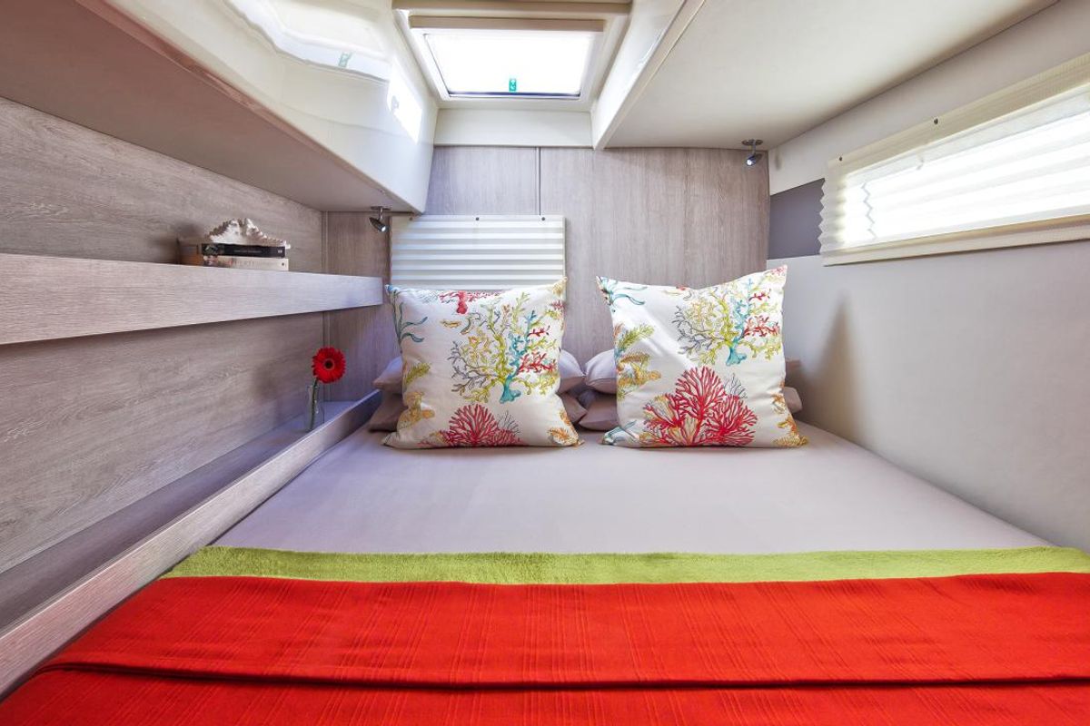 Cabin on Moorings 4000/3 Club, a Leopard 40 catamaran at Eden Island Marina, Seychelles