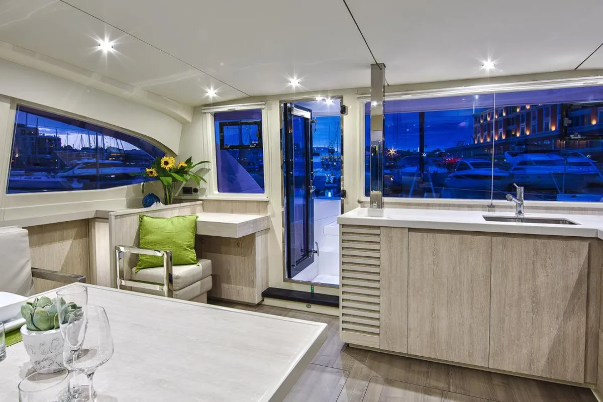 Galley of Moorings 4000/3 Club, a Leopard 40 catamaran at Eden Island Marina, Seychelles