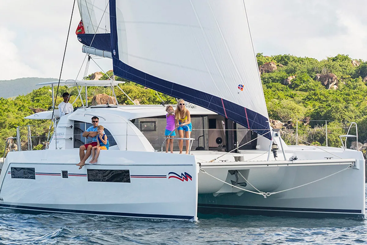 Exterior view of Moorings 4000/3 Club, a Leopard 40 catamaran at Eden Island Marina, Seychelles