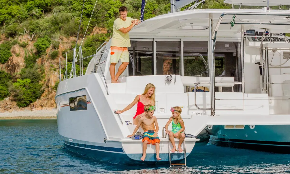Exterior view of Moorings 4000/3 Club, a Leopard 40 catamaran at Eden Island Marina, Seychelles