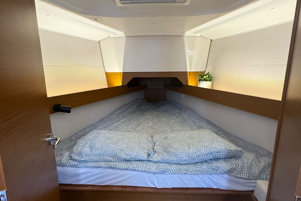 Cabin on Joy Division, a Jeanneau Sun Odyssey 349 sailboat at Grad Biograd na Moru, Croatia