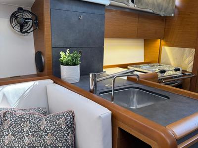 Galley of Joy Division, a Jeanneau Sun Odyssey 349 sailboat at Grad Biograd na Moru, Croatia