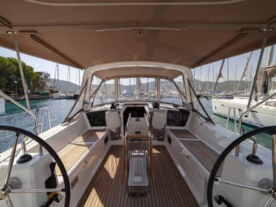 Cockpit of Sail Orion, a Beneteau Oceanis 41.1 sailboat at Marmaris, Turkey