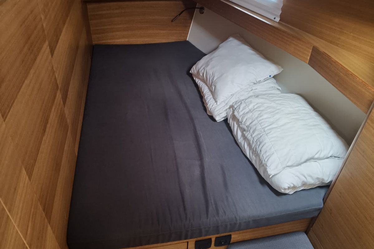 Cabin on SkyFall, a Elan Impression 50.1 sailboat at Punat, Croatia