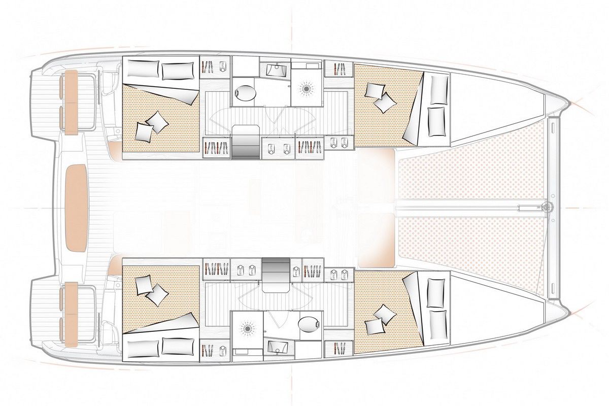 Floor plan of DAY DREAMER V, a Excess 11 catamaran at Radovići, Montenegro