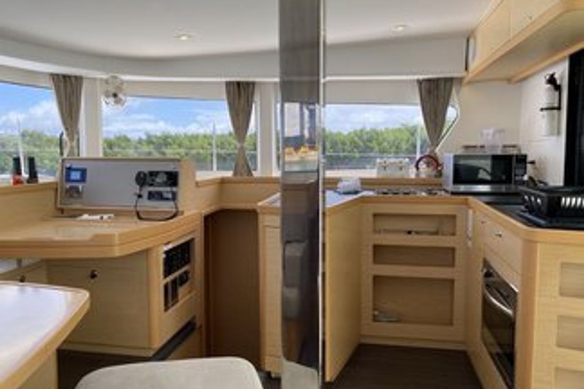 Galley of Sugar Magnolia, a Lagoon 42 catamaran at Stock Island, United States