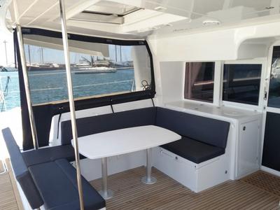 Deck of Grecostar, a Lagoon 450 Fly catamaran at Athens, Greece