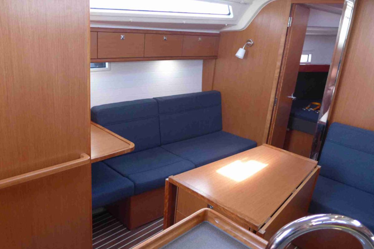 Salon of Blue Passion, a Bavaria Cruiser 37 sailboat at Altefähr, Germany