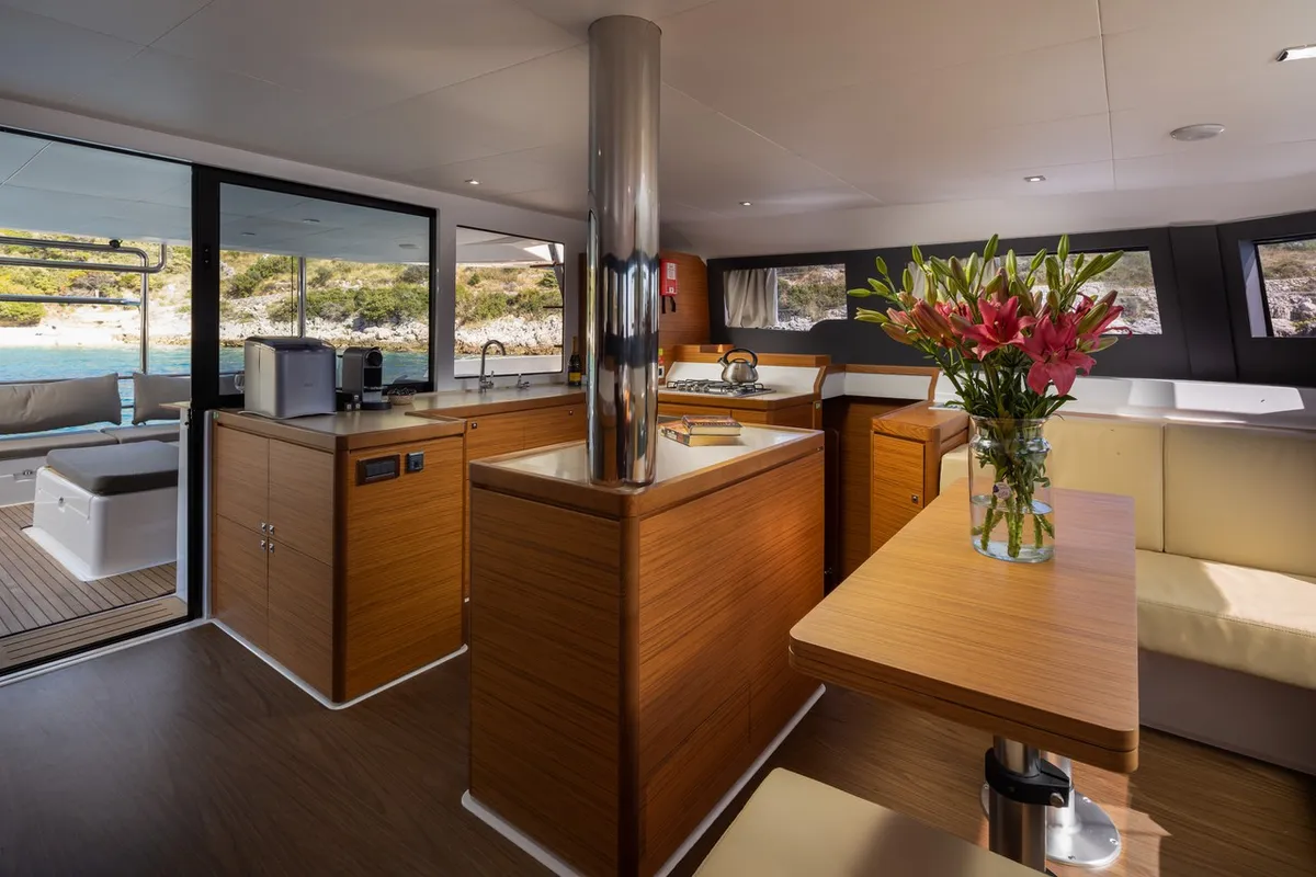 Galley of Cat, a Dufour 48 Catamaran catamaran at Primošten, Croatia