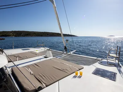 Deck of Cat, a Dufour 48 Catamaran catamaran at Primošten, Croatia