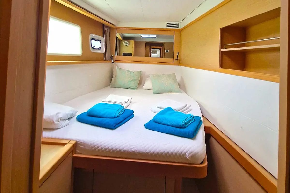 Cabin on Emoseaon, a Lagoon 450 F catamaran at Municipal Unit of Lefkada, Greece