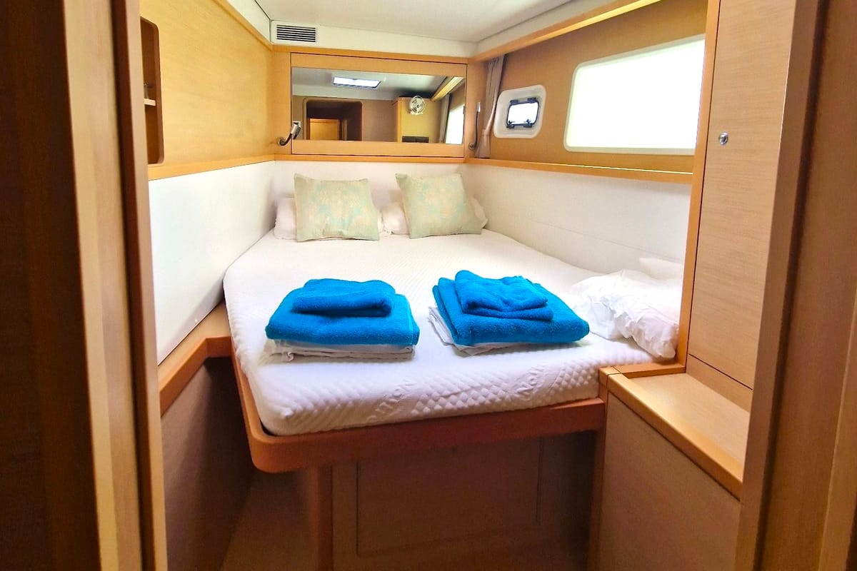 Cabin on Emoseaon, a Lagoon 450 F catamaran at Municipal Unit of Lefkada, Greece