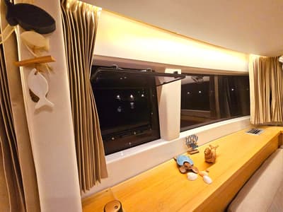 Salon of Emoseaon, a Lagoon 450 F catamaran at Municipal Unit of Lefkada, Greece