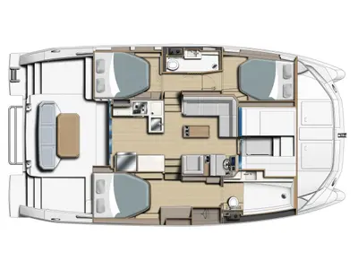 Floor plan of Moorings 403 PC Exclusive Plus, a Leopard 40 PC catamaran at Road Town, British Virgin Islands
