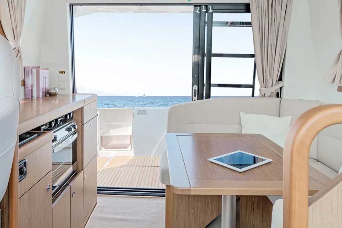 Salon of Antares 32 Fly, a Beneteau Antares 32 motorboat at Grad Trogir, Croatia