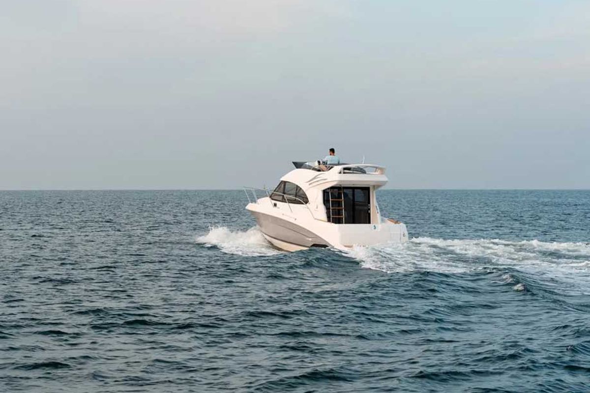 Exterior view of Antares 32 Fly, a Beneteau Antares 32 motorboat at Grad Trogir, Croatia