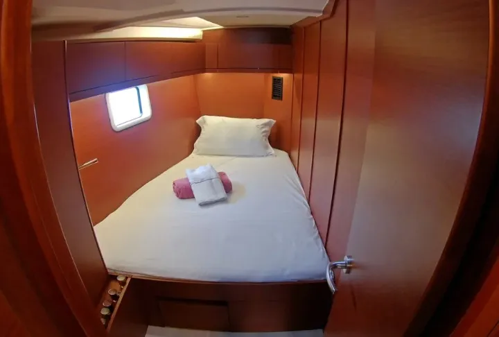Cabin on Aktea, a Hanse Yachts Hanse 508 sailboat at Lavreotiki Municipal Unit, Greece