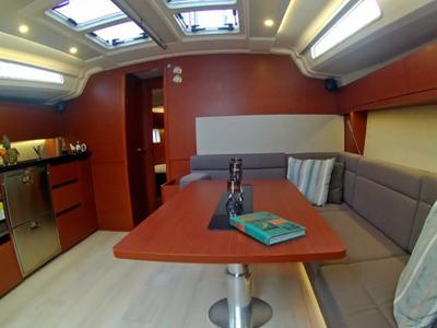 Salon of Aktea, a Hanse Yachts Hanse 508 sailboat at Lavreotiki Municipal Unit, Greece