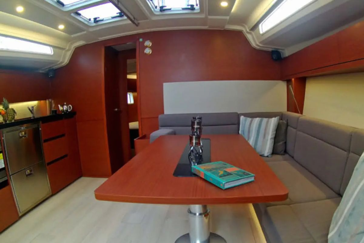 Salon of Aktea, a Hanse Yachts Hanse 508 sailboat at Lavreotiki Municipal Unit, Greece