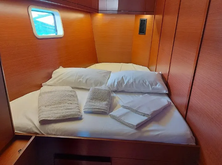 Cabin on Aktea, a Hanse Yachts Hanse 508 sailboat at Lavreotiki Municipal Unit, Greece